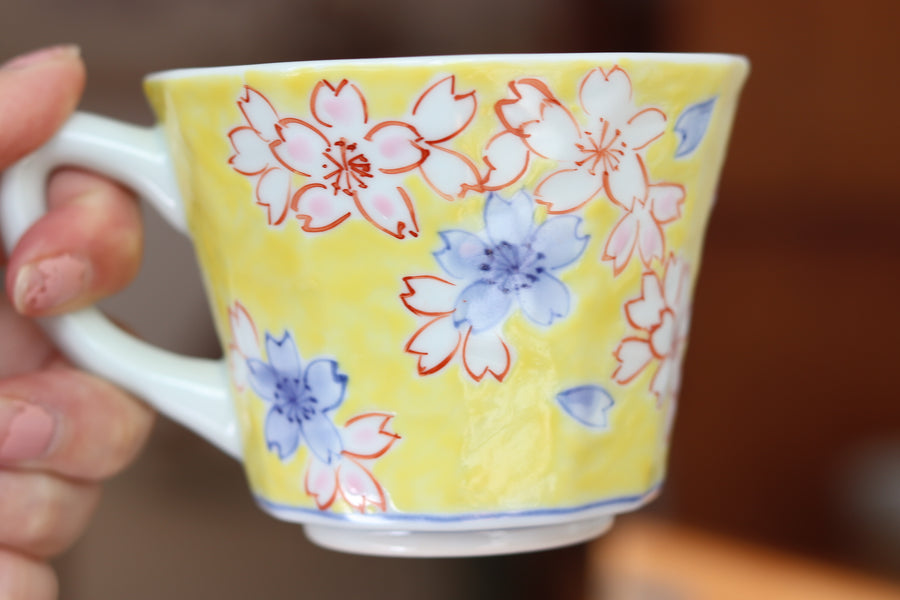 Gift Set - Yellow Sakura Coffee Cup With Saucer