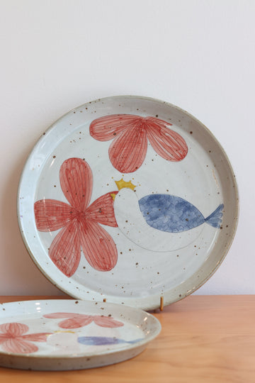 Cool Banana Hand Craft Plate - Flower & Bird