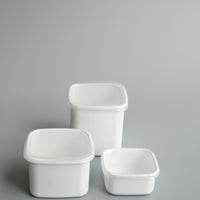 Noda Horo White Series Enamel Square Food Containers