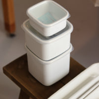 Noda Horo White Series Enamel Square Food Containers