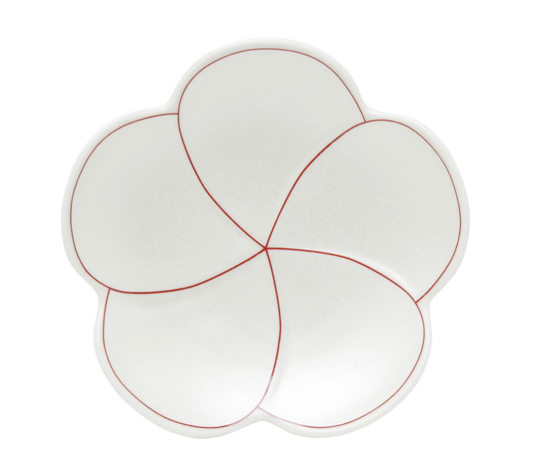 Arita Ware Red Line Plum Style Dish