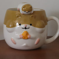 Japanese Ceramic Hamster Mugs And Spoon