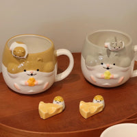 Japanese Ceramic Hamster Mugs And Spoon