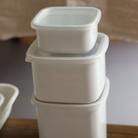 Noda Horo White Series Enamel Square Food Containers