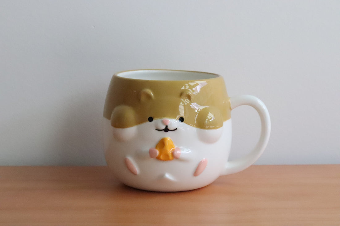 Japanese Ceramic Hamster Mugs And Spoon