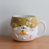 Japanese Ceramic Hamster Mugs And Spoon