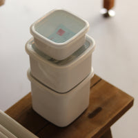 Noda Horo White Series Enamel Square Food Containers