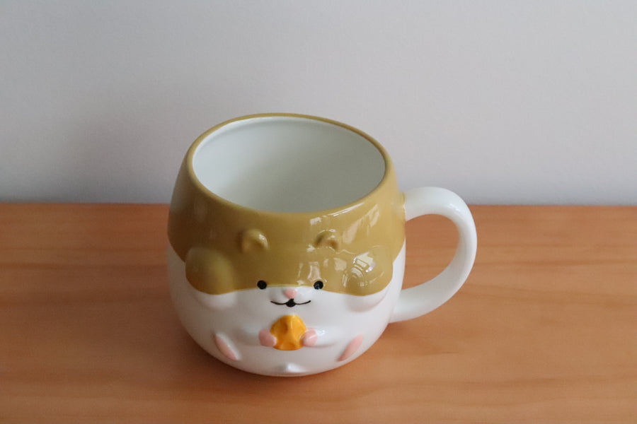 Japanese Ceramic Hamster Mugs And Spoon