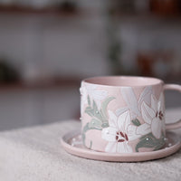 BAIYA Studio Pink Lily Coffee Mug w Saucer