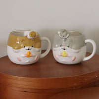 Japanese Ceramic Hamster Mugs And Spoon